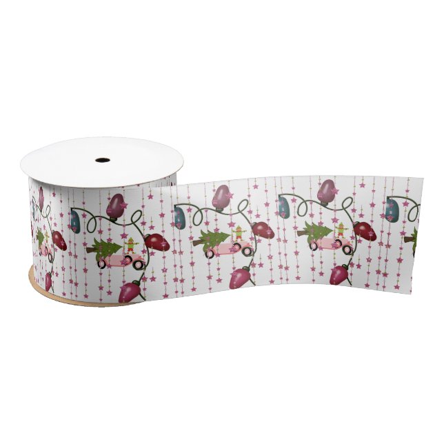 Seasons Greetings, Joy Merry Christmas Tree Ribbon Satin Ribbon (Spool)