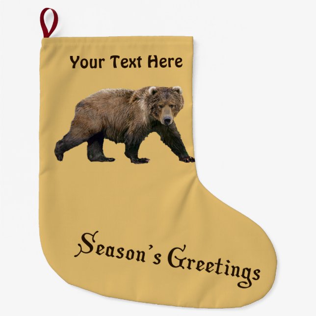 Season's Greetings - Kodiak Bear Large Christmas Stocking (Front)