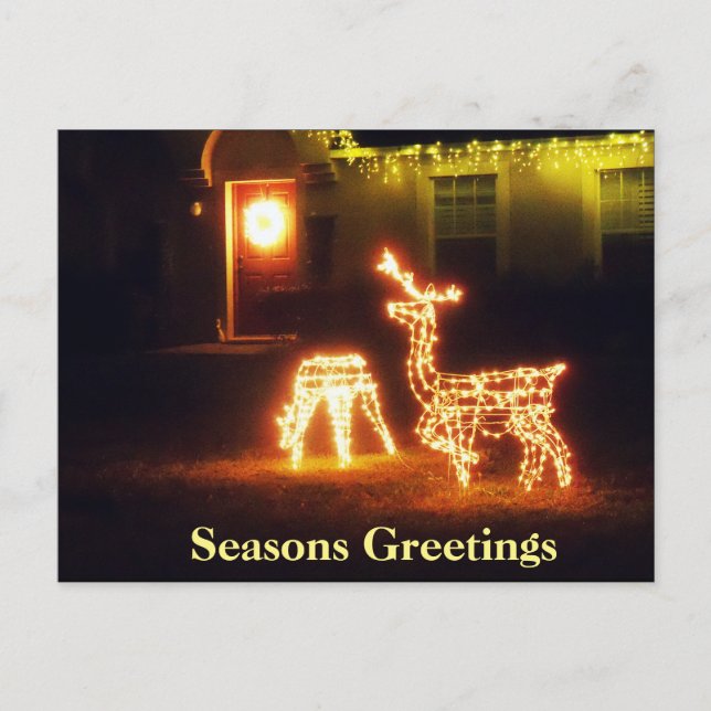 Seasons Greetings Merry Christmas Deer PostCard (Front)
