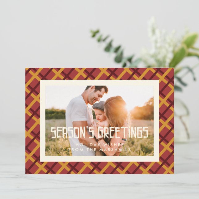 Season's Greetings Mid Century Photo Holiday Card (Standing Front)