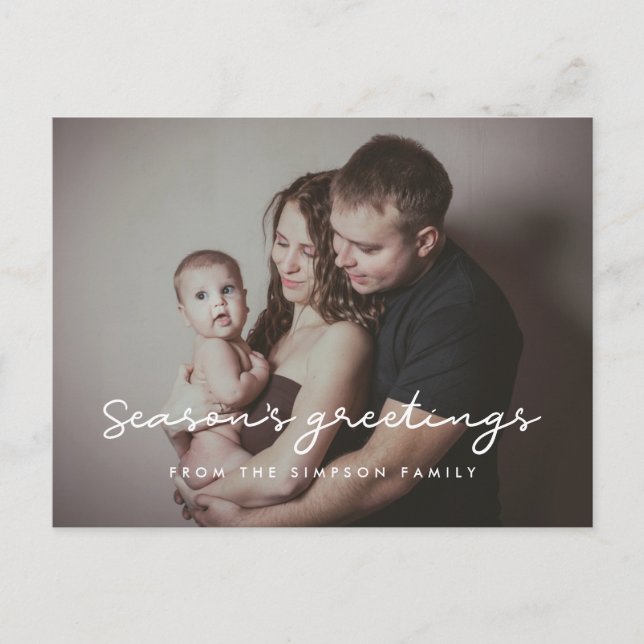 Season's greetings Minimalist holiday photo Postcard (Front)