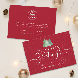 Seasons Greetings Modern Business Logo Holiday Card