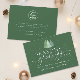Seasons Greetings Modern Business Logo Holiday Card