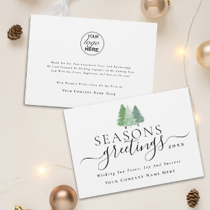Seasons Greetings Modern Business Logo Holiday Card