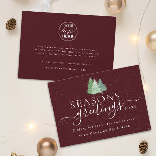 Seasons Greetings Modern Business Logo Holiday Card