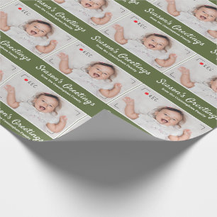 Season's Greetings   Modern Cute Photo Wrapping Paper