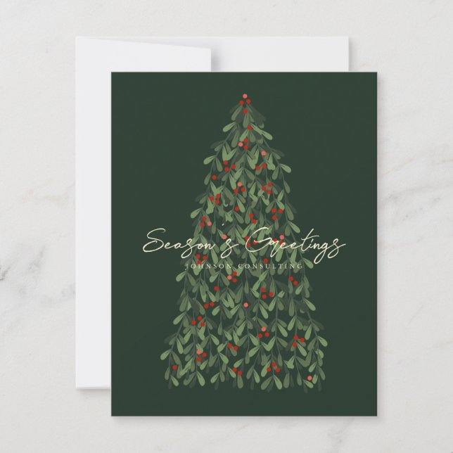 Season's Greetings Modern Elegant Christmas Tree Holiday Card (Front)