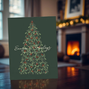 Season's Greetings Modern Elegant Christmas Tree Holiday Card