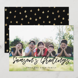 Season's Greetings Modern Family Photo Holiday Card