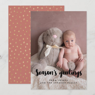 Season's Greetings Modern Family Photo Holiday Card