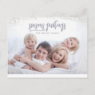 seasons greetings modern family photo postcard