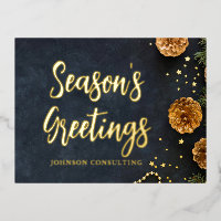 Season's Greetings Modern Gold Pine Cones Stars