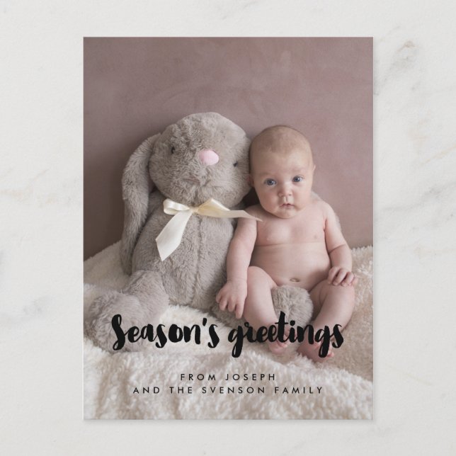 Season's Greetings modern Holiday photo Postcard (Front)