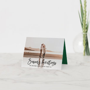 Seasons greetings modern, minimal photo christmas holiday card