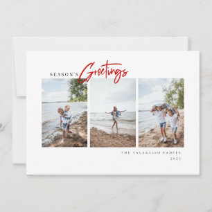 Season's Greetings Modern Script Minimalist Photo Holiday Card