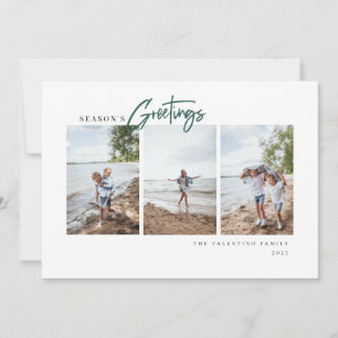 Season's Greetings Modern Script Minimalist Photo Holiday Card