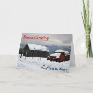 Season's Greetings - Old Red Truck Holiday Card