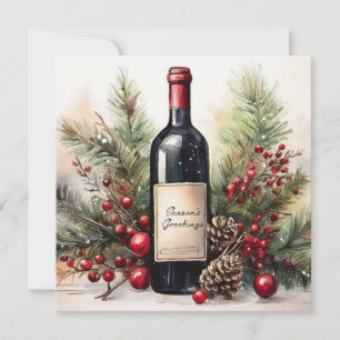 Season's greetings on a wine bottle 1 invitation