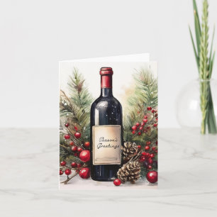 Season's greetings on a wine bottle 1 invitation