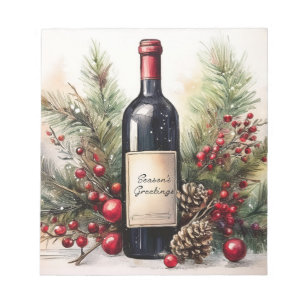 Season's greetings on a wine bottle 1 invitation notepad