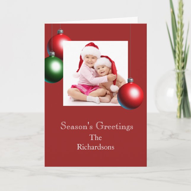 Season's Greetings on Cranberry Holiday Card (Front)