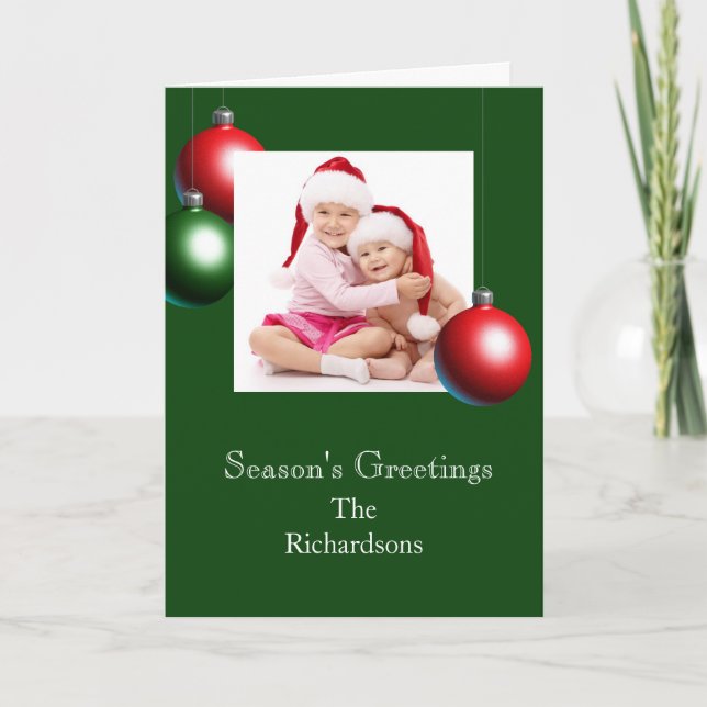 Season's Greetings on Evergreen Holiday Card (Front)
