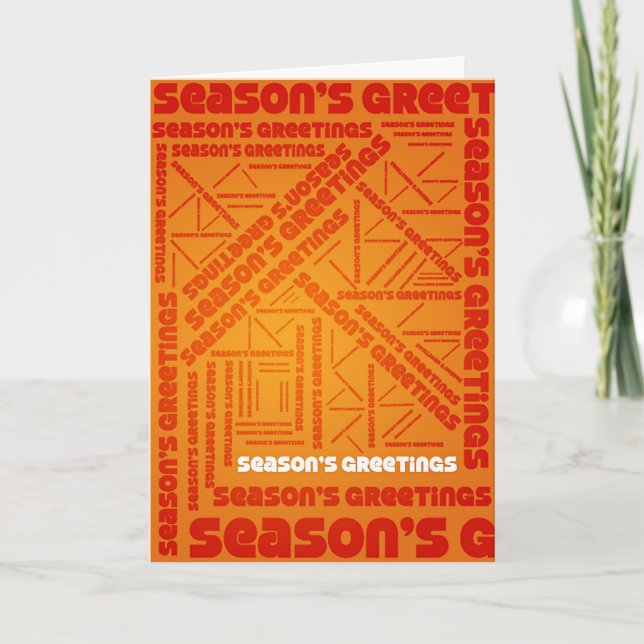 Season's Greetings orange typographic design Holiday Card (Front)