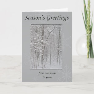 Season's Greetings Our House to Yours Winter Snow Holiday Card