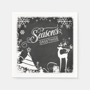 Season's Greetings Paper Napkins Chalkboard Deer