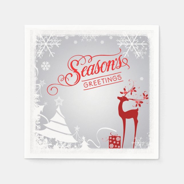 Season's Greetings Paper Napkins | Chalkboard Deer (Front)
