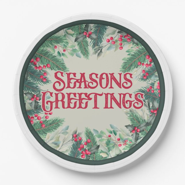 Seasons Greetings Paper Plate (Front)