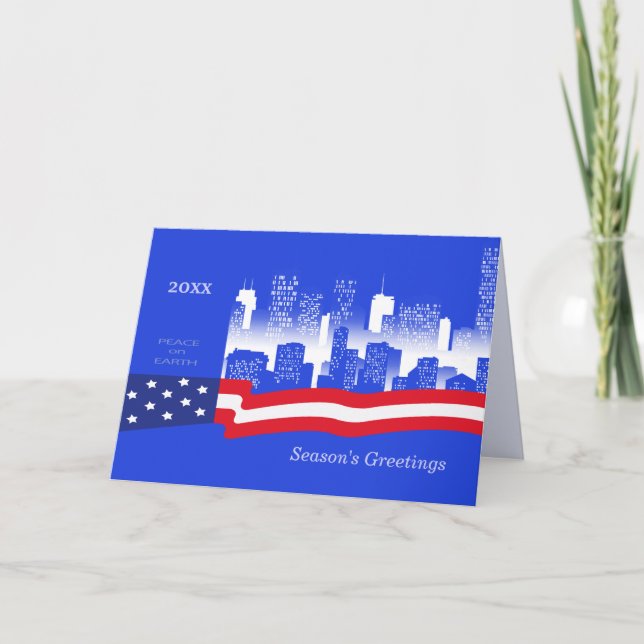 Season's Greetings. Patriotic Design Custom Year Holiday Card (Front)