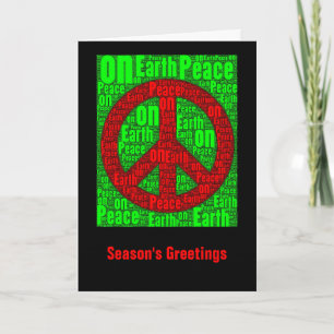 Season's Greetings: Peace Sign Word Art Card 001