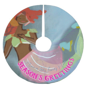 Seasons Greetings Personalised Elegant Mermaid Brushed Polyester Tree Skirt