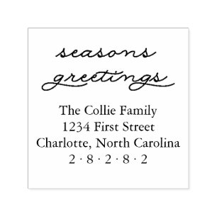 Seasons Greetings Personalised Holiday Address Self-inking Stamp
