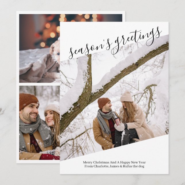 Season's Greetings Personalised Photo Christmas Holiday Card (Front/Back)
