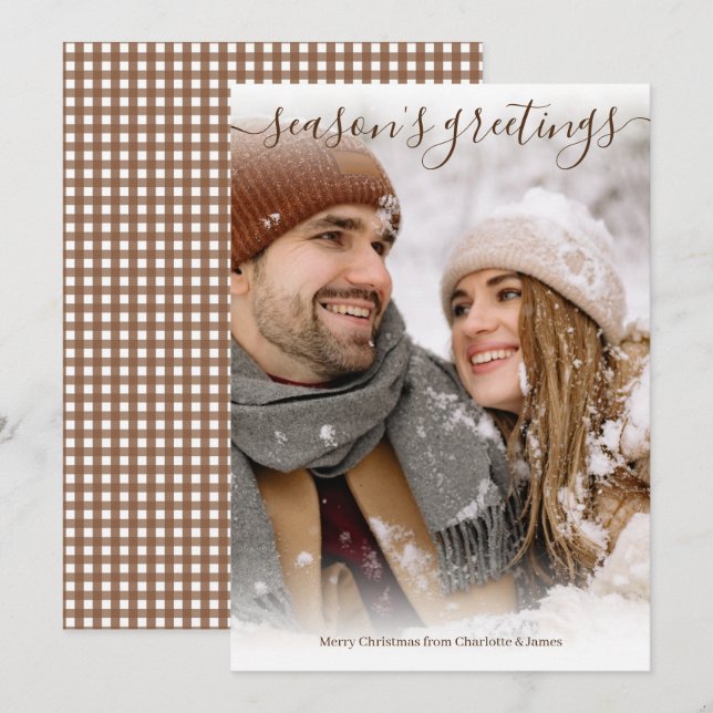 Season's Greetings Personalised Photo Christmas Holiday Card (Front/Back)