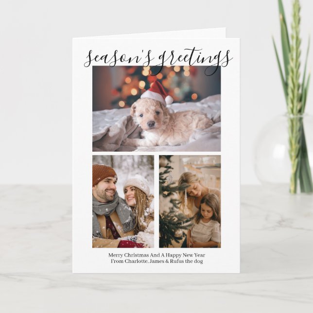 Season's Greetings Personalised Photo Christmas Holiday Card (Front)