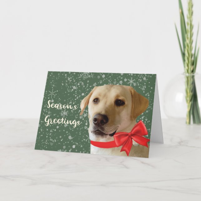 Season's Greetings Pet Labrador Dog Cute Festive Holiday Card (Front)