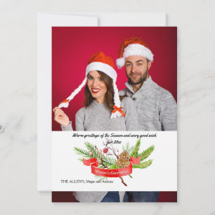 Season's Greetings Pine Photo Holiday Card