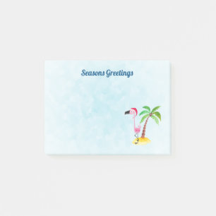Seasons Greetings Pink Flamingo in Santa Hat Post-it Notes