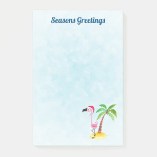Seasons Greetings Pink Flamingo in Santa Hat Post-it Notes