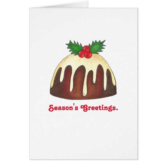 Season's Greetings Plum Pudding Christmas Card