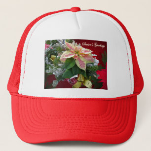 Season's Greetings Poinsettia Floral Hat