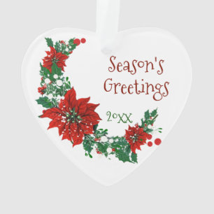 Season's Greetings Pointsettia Dated Holiday Ornament
