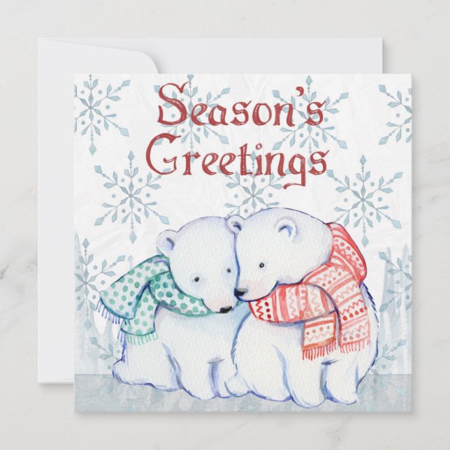 Season's Greetings Polar Bear card. Card (Front)