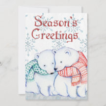 Season's Greetings Polar Bear Christmas Card