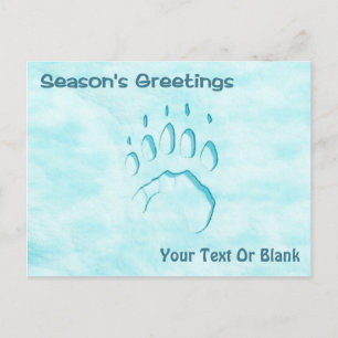 Season's Greetings - Polar Bear Paw Print Postcard