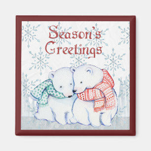 Season's Greetings Polar Bears Magnet