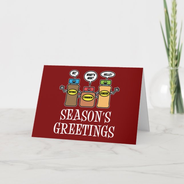 Season's Greetings Pun Christmas Spices Thank You Card (Front)